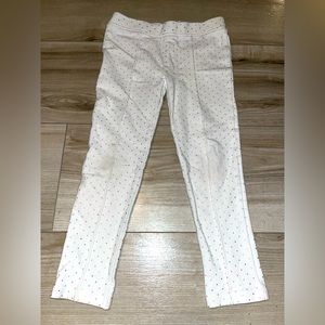 Little Girls Sz 6 Epic Threads Brand White Leggings with Tiny Gold Polka Dots